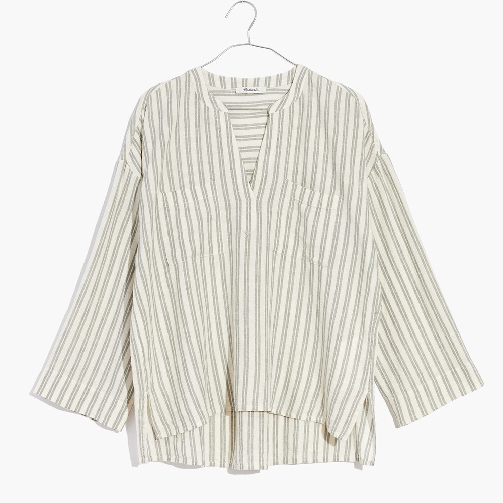 Linen-Blend Lakeline Popover Shirt in Hester Stripe